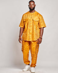 Bazin Cotton Man's Short Sleeve Up and Down.