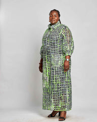 Ankara Women's Mesh Jacket with Buttons - 100% Cotton - YvonneEx