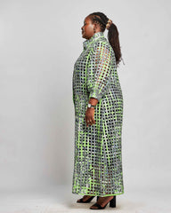 Ankara Women's Mesh Jacket with Buttons - 100% Cotton - YvonneEx