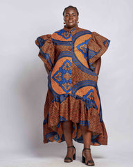 Ankara Women's High-Lowdress with Chinese Neck