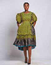 Ankara Women high-low wax print dress with two pockets - YvonneEx