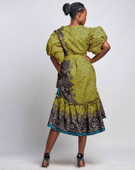 Ankara Women high-low wax print dress with two pockets - YvonneEx