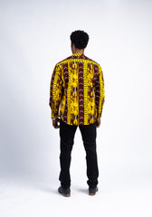 Men's Sunny Yellow & Maroon Abstract Print Shirt