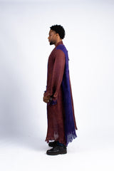 Men's Artisan Dual-Tone Fringed Kimono Robe