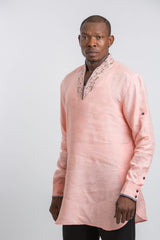 Men’s Embroidered Linen Set (Slim Fit)