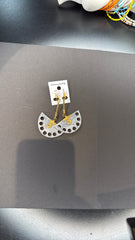 Hammered Metal Fan Earrings with Gold Spiral Detail - Bohemian Dangle Earrings