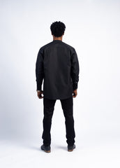 Men’s Black Mud-Cloth Patch Shirt