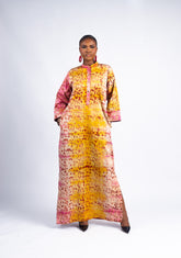 Women's Pink and Yellow Tie-Dye Maxi Dress
