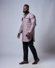 Men's Premium Adinkra Burgundy Linen Shirt