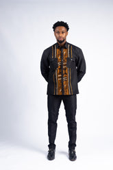 Men’s Classic Mud-Cloth Patch Black Suit Set