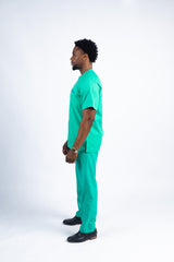 Mint Green Kaftan Set with Teal Embroidery