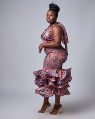 Ankara Elastic Form Fitting Halter Dress