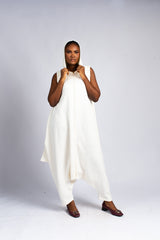 Detachable Sleeve Jumpsuit w/Hood - White