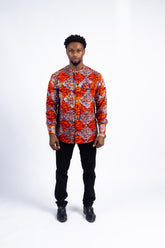 Men's Vibrant African Print Long-Sleeve Shirt