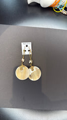 Natural Shell Disc Earrings with Spiral Wire Accent - Dangle Earrings