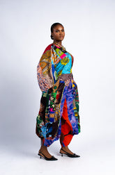 Multicolored Patchwork Pants Set