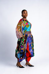 Multicolored Patchwork Pants Set