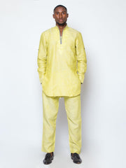 Men’s Embroidered Linen Set (Slim Fit)