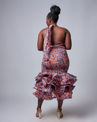 Ankara Elastic Form Fitting Halter Dress