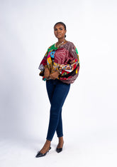 Women's Vibrant Mixed African Print Puffy Sleeve Blouse