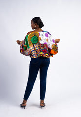 Women's Vibrant Mixed African Print Puffy Sleeve Blouse
