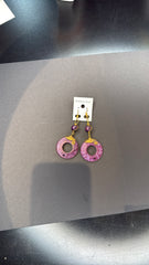 Purple Swirl Dangle Earrings with Gold Accents - Bohemian Jewelry