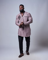 Men's Premium Adinkra Burgundy Linen Shirt