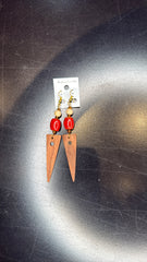 Mixed Bead and Round Wooden Dangle Earrings - Bohemian Jewelry