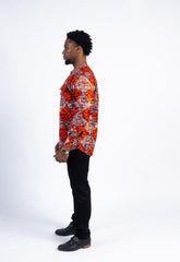 Men's Vibrant African Print Long-Sleeve Shirt