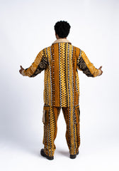 Men's Structured Mud Cloth Jacket & Cargo Pant Ensemble