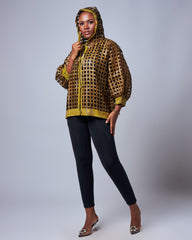 Ankara Grid Crop Jacket With Upper