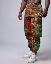 Artisan-Inspired Linen Cargo Pants with Batik Print