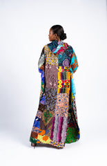 Women's Multi-Print Patchwork Kimono Kaftan w/Hood