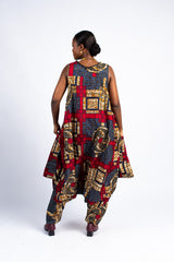 Women's African Print Harem Jumpsuit with Pockets