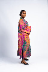 Women's Abstract Tie-Dye Kimono Duster
