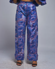 African Print Double Layer Crop Top and Pants Set