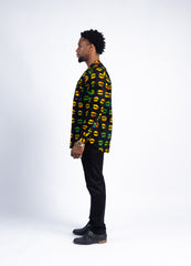 Men's Black & Multi-Color Circle Print Tunic Shirt