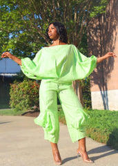 Women's Linen Dropped Shoulder Pants Set