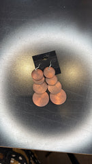 Stacked Copper Disc Earrings - Bohemian Dangle Jewelry