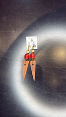 Mixed Bead and Round Wooden Dangle Earrings - Bohemian Jewelry