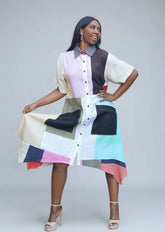 Linen Patched Shirt Dress