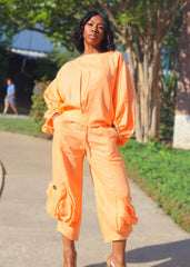 Women's Linen Dropped Shoulder Pants Set