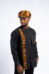 Men’s Black Mud-Cloth Patch Shirt