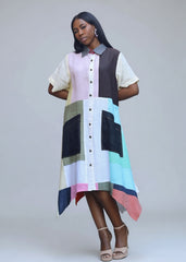 Linen Patched Shirt Dress