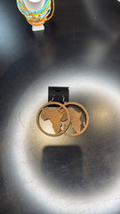 Wooden Africa Map Hoop Earrings - Statement Dangle Earrings