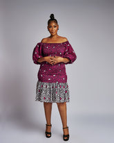 Regal Elastic Dress W/ Puff Sleeves