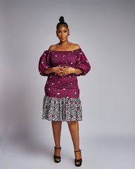 Regal Elastic Dress W/ Puff Sleeves