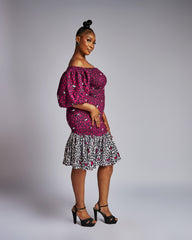 Regal Elastic Dress W/ Puff Sleeves