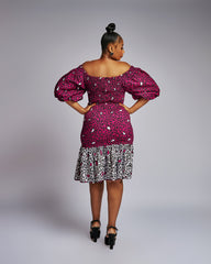 Regal Elastic Dress W/ Puff Sleeves