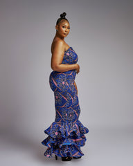 Strapless Ruffle Hem Ankara Mermaid Dress